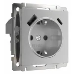 Розетка с заземлением, шторками и 2хUSB, без рамки Werkel серебряный рифленый W1171709