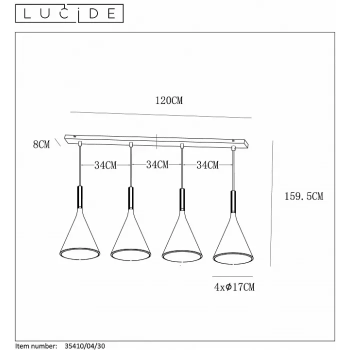 Подвесной светильник Lucide Gipsy 35410/04/30 Цвет плафонов белый Цвет арматуры черный от ImperiumLoft