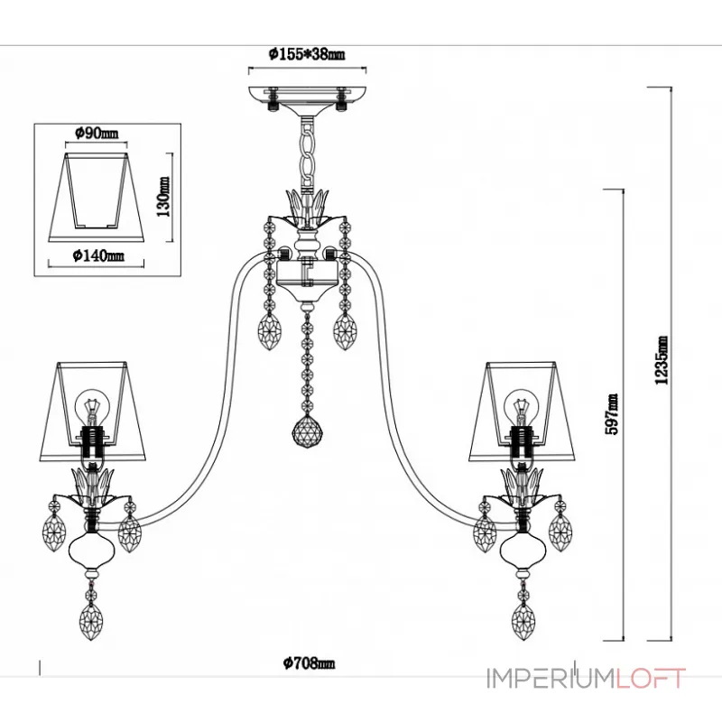 Подвесная люстра Rivoli Duchessa P7 AB Б0038416 Подвесная люстра Rivoli Duchessa P7 AB Б0038416