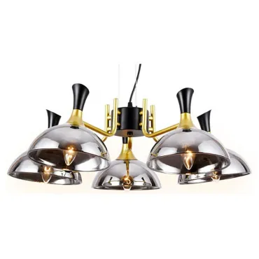 Подвесной светильник Ambrella Traditional 5 TR9082/5 BK/GD/SM черный/золото/дымчатый E27/5 max 40W D750*750 Цвет плафонов серый от ImperiumLoft