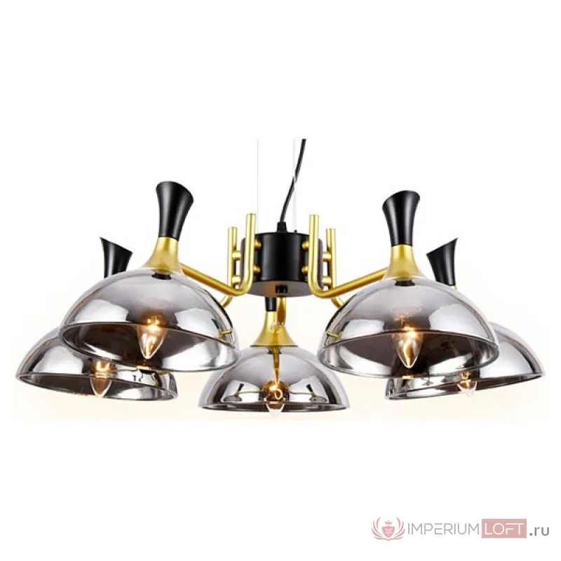 Подвесной светильник Ambrella Traditional 5 TR9082/5 BK/GD/SM черный/золото/дымчатый E27/5 max 40W D750*750 Цвет плафонов серый от ImperiumLoft