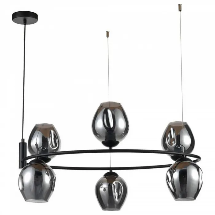 Подвесной светильник Vele Luce Astoria 742 VL5002P06 Цвет арматуры черный Цвет плафонов серый от ImperiumLoft