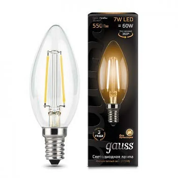 Лампа светодиодная Gauss 1038 E14 7Вт 2700K 103801107 от ImperiumLoft