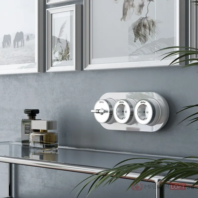 Выключатель одноклавишный с корпусом Werkel Vintage белый, хром W5812050 от ImperiumLoft