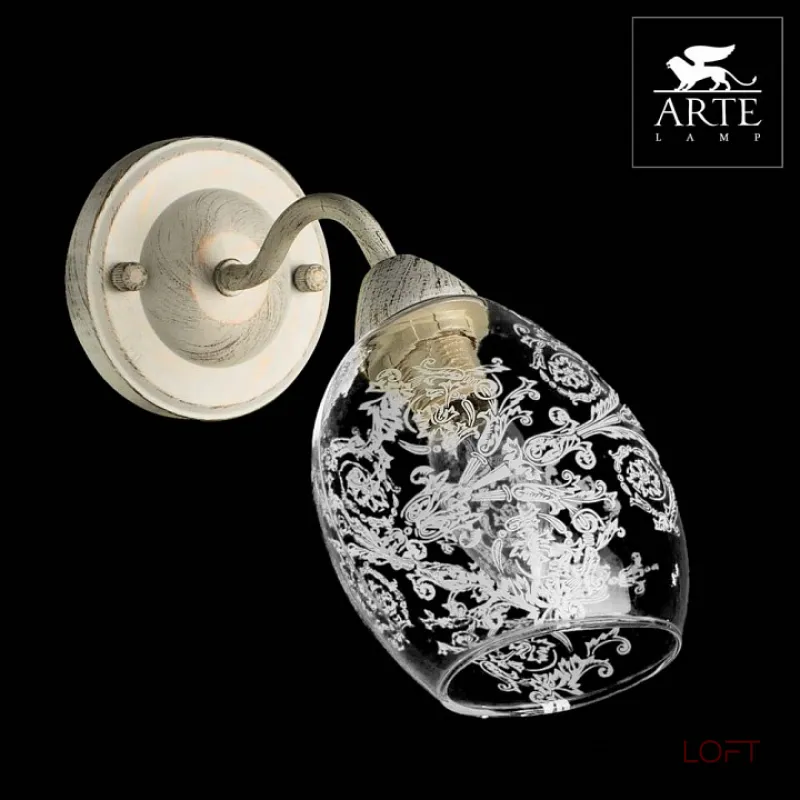 Бра Arte Lamp Bettina A1296AP-1WG Цвет арматуры белый Цвет плафонов прозрачный