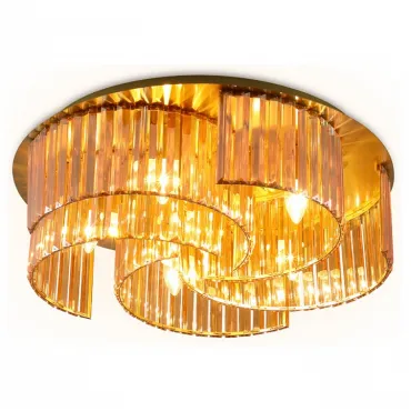 Накладной светильник Ambrella Traditional 2 TR5207/6 GD/TI золото/янтарь E27/6 max 40W D600*180 Цвет арматуры золото Цвет плафонов янтарный