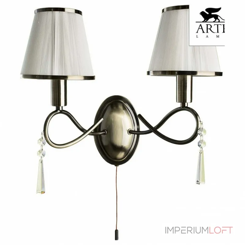 Бра Arte Lamp Logico A1035AP-2AB Цвет арматуры бронза Цвет плафонов белый