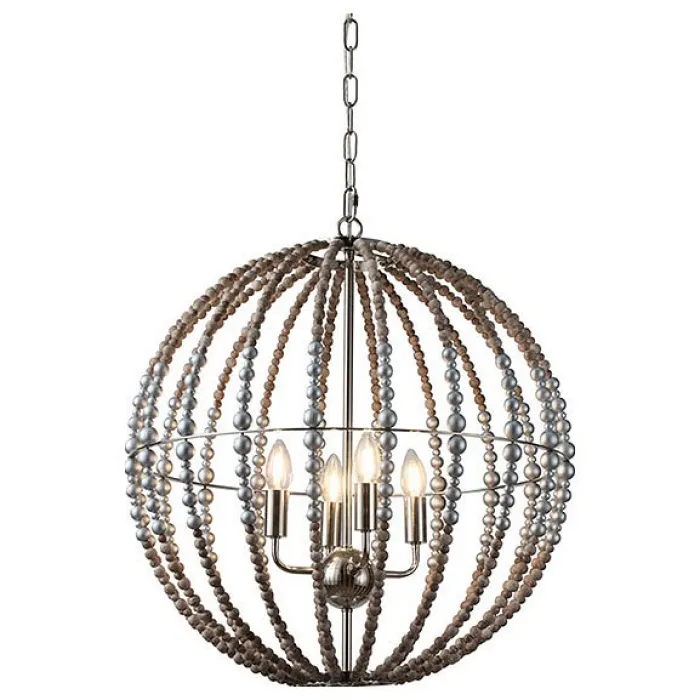 Подвесной светильник DeLight Collection Wood Light KW0782P-4 silver Цвет арматуры серебро Цвет плафонов серый от ImperiumLoft