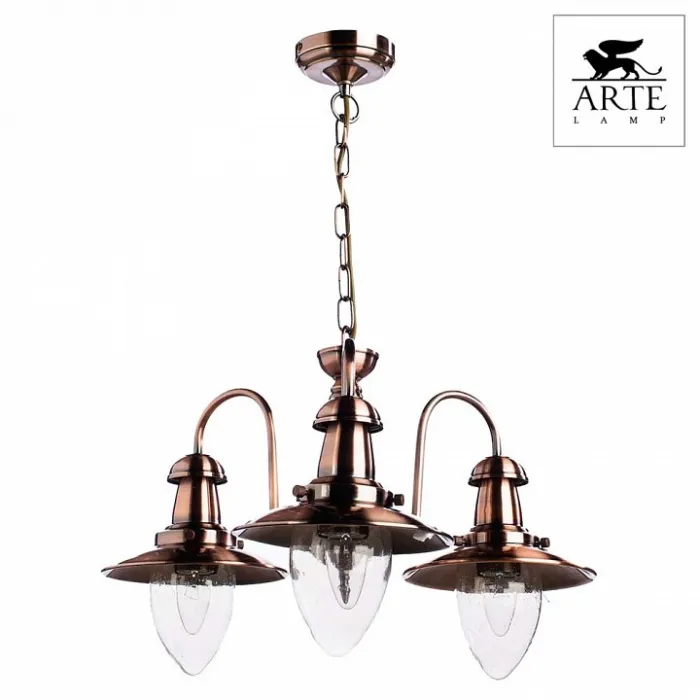 Подвесная люстра Arte Lamp Fisherman A5518LM-3RB Цвет арматуры бронза Цвет плафонов прозрачный от ImperiumLoft
