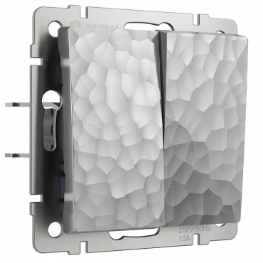 Выключатель двухклавишный без рамки Werkel W1222006 (серебряный) Цвет арматуры серебро