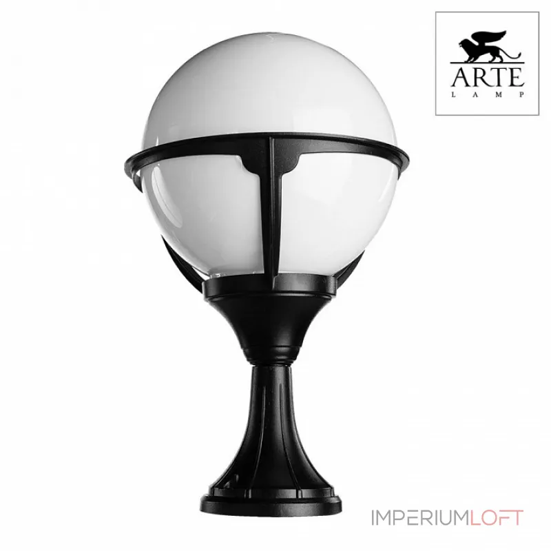 Наземный низкий светильник Arte Lamp Monaco A1494FN-1BK Цвет арматуры черный Цвет плафонов белый