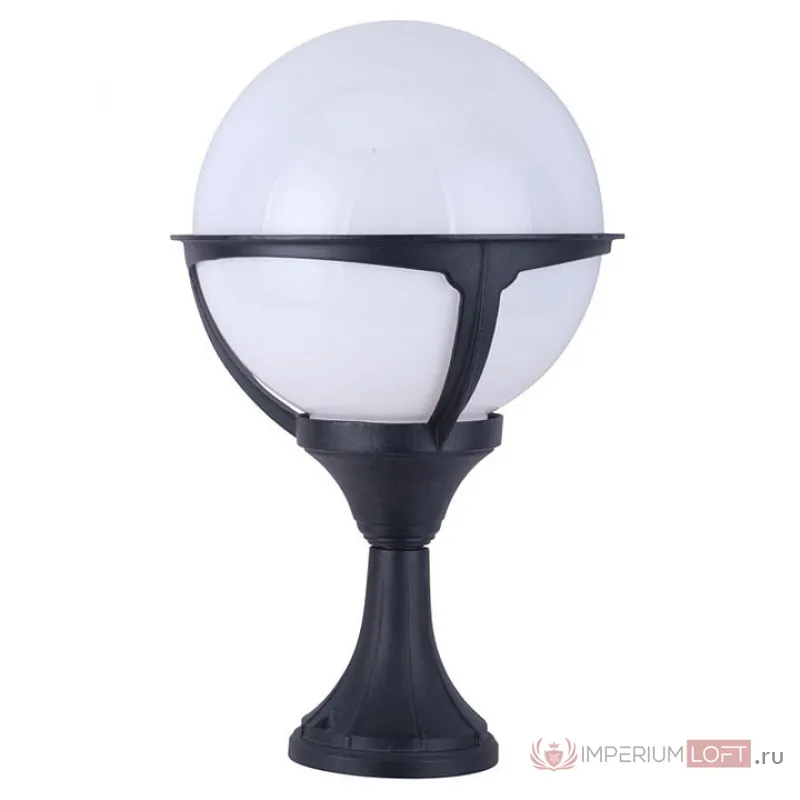 Наземный низкий светильник Arte Lamp Monaco A1494FN-1BK Цвет арматуры черный Цвет плафонов белый от ImperiumLoft