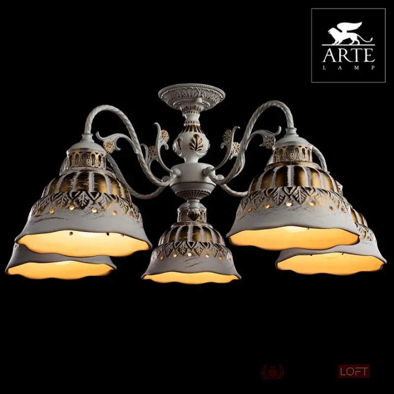 Люстра на штанге Arte Lamp Chiesa A2814PL-5WG Цвет арматуры золото Цвет плафонов золото от ImperiumLoft