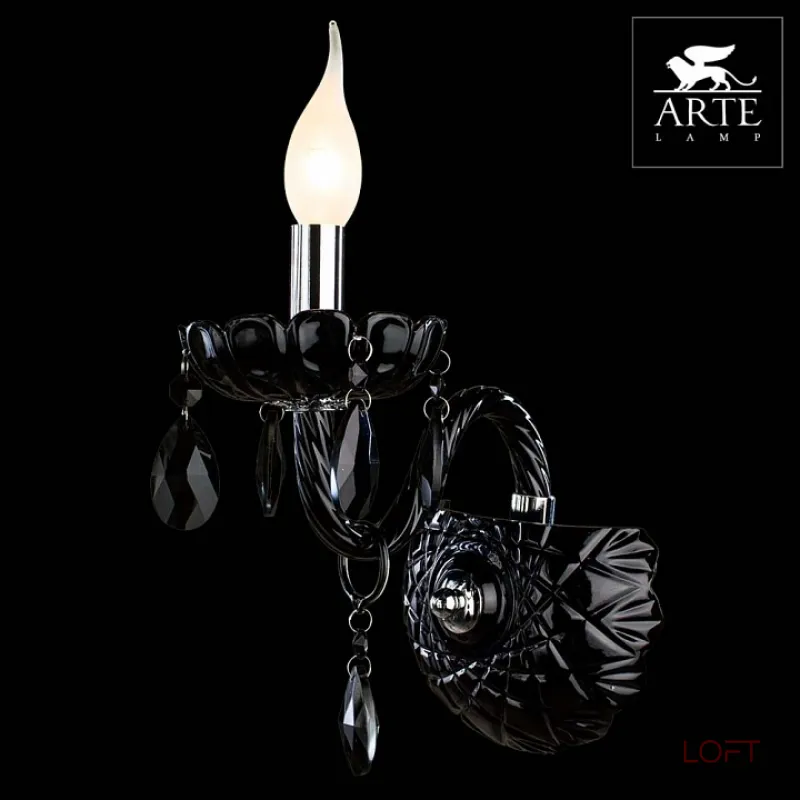 Бра Arte Lamp Teatro A3964AP-1BK Цвет арматуры хром Цвет плафонов черный