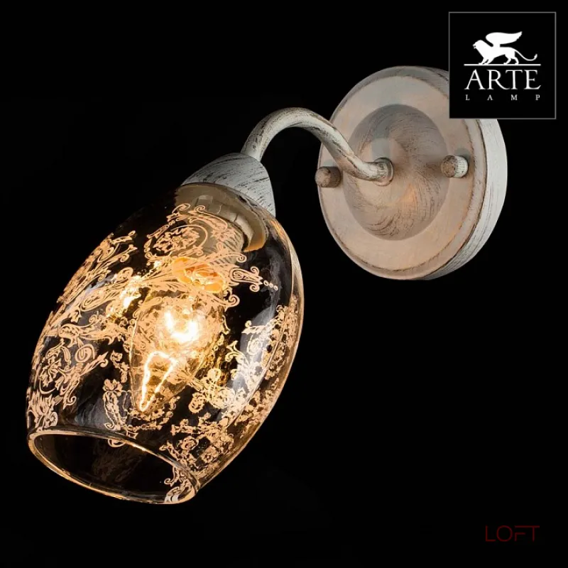 Бра Arte Lamp Bettina A1296AP-1WG Цвет арматуры белый Цвет плафонов прозрачный