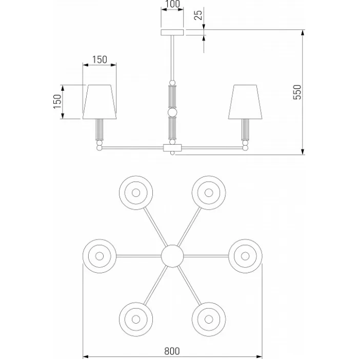 Люстра на штанге Eurosvet Conso 60145/6 хром от ImperiumLoft