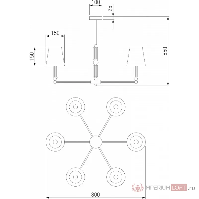 Люстра на штанге Eurosvet Conso 60145/6 хром от ImperiumLoft