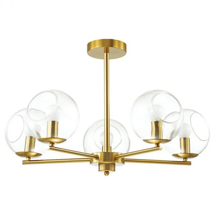 Люстра на штанге Lumion Blair 3769/5C Цвет арматуры латунь Цвет плафонов прозрачный от ImperiumLoft