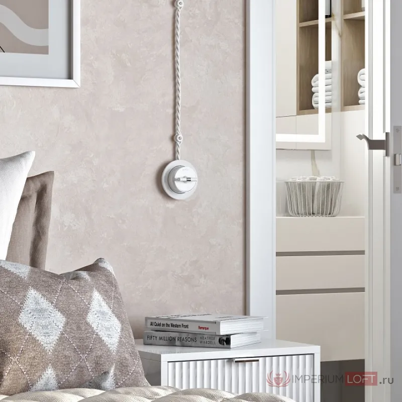 Выключатель одноклавишный с корпусом Werkel Vintage белый, хром W5812050 от ImperiumLoft
