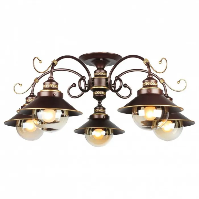 Люстра на штанге Omnilux Fontelo OML-50407-05 Цвет арматуры золото Цвет плафонов прозрачный от ImperiumLoft