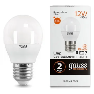 Лампа светодиодная Gauss LED Elementary E27 12Вт 3000K 53212