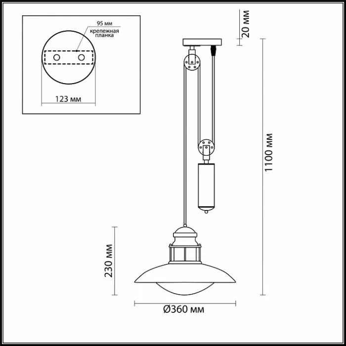 Подвесной светильник Odeon Light Dante 4164/1A Цвет арматуры коричневый Цвет плафонов прозрачный от ImperiumLoft