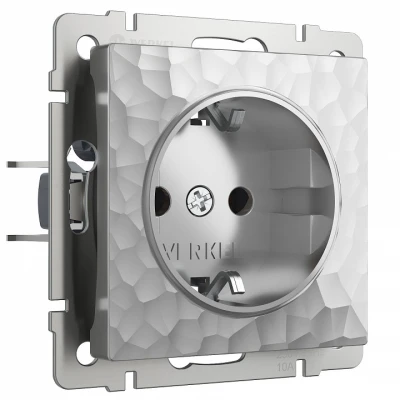 Розетка с заземлением без рамки Werkel W1271006 (серебряный) Цвет арматуры серебро
