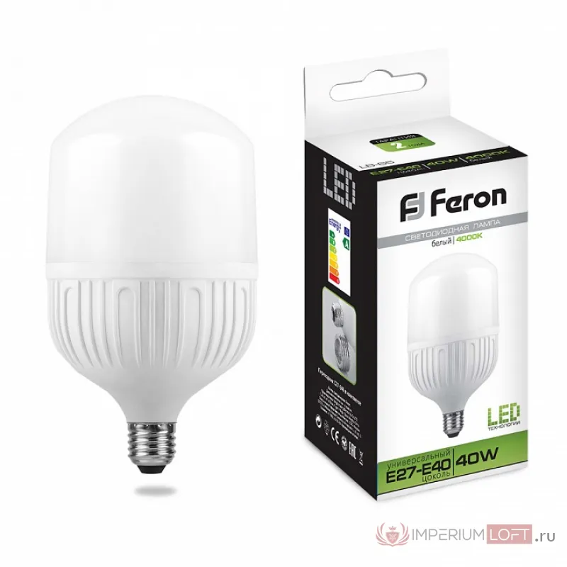 Лампа светодиодная Feron Saffit LB-65 E27,E40 40Вт 4000K 25819 Цвет арматуры белый Цвет плафонов серый от ImperiumLoft