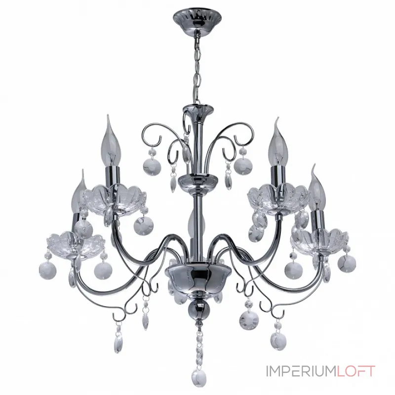 Подвесная люстра DeMarkt City Свеча 5 683010305 Цвет плафонов прозрачный Цвет арматуры хром от ImperiumLoft