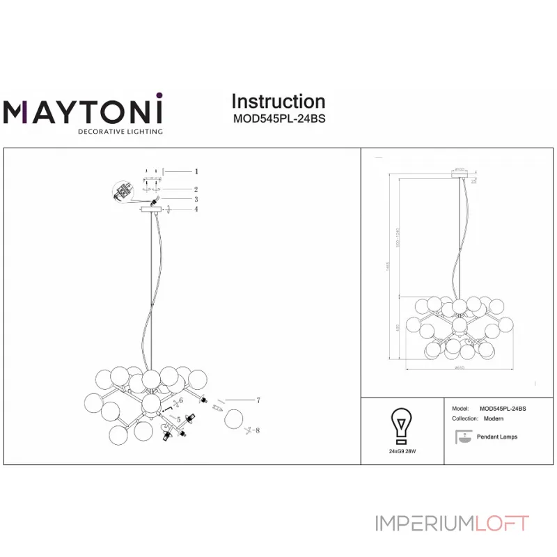 Подвесная люстра Maytoni MOD545PL-24BS
