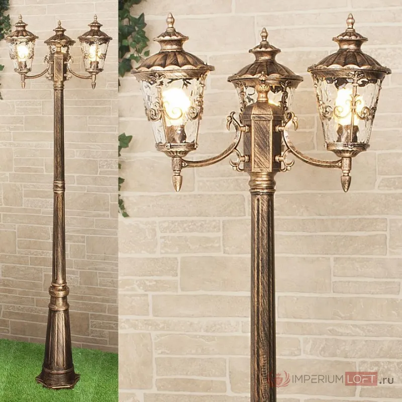Фонарный столб Elektrostandard Diadema Diadema F/3 (GLYF-8046F/3) черное золото от ImperiumLoft