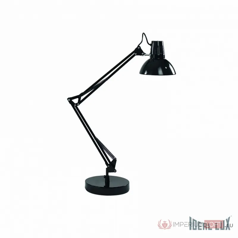 Настольная лампа офисная Ideal Lux Wally WALLY TL1 NERO Цвет арматуры черный Цвет плафонов черный от ImperiumLoft