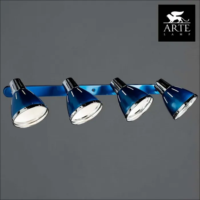 Спот Arte Lamp Marted A2215PL-4BL Цвет арматуры хром Цвет плафонов синий от ImperiumLoft