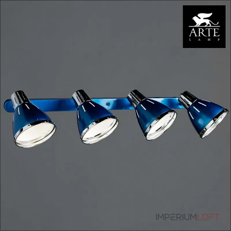 Спот Arte Lamp Marted A2215PL-4BL Цвет арматуры хром Цвет плафонов синий