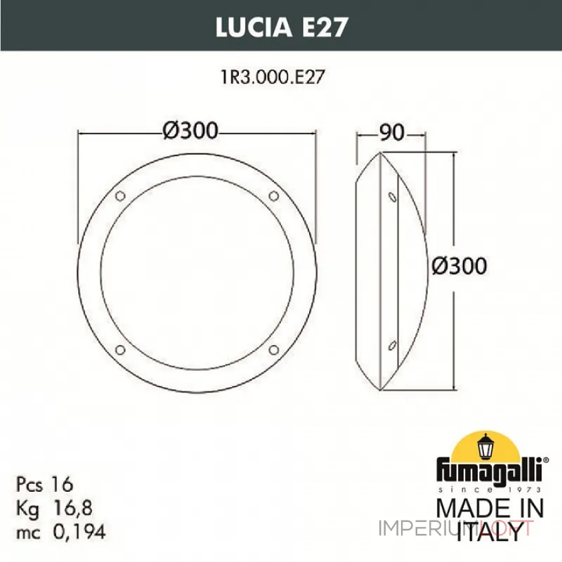 Потолочный светильник Fumagalli Lucia 1R3.000.000.AYE27.BU1