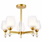 Люстра на штанге Ambrella Traditional TR3154/5 GD/CL золото/прозрачный E27/5 max 40W D630*460 Цвет арматуры золото Цвет плафонов белый