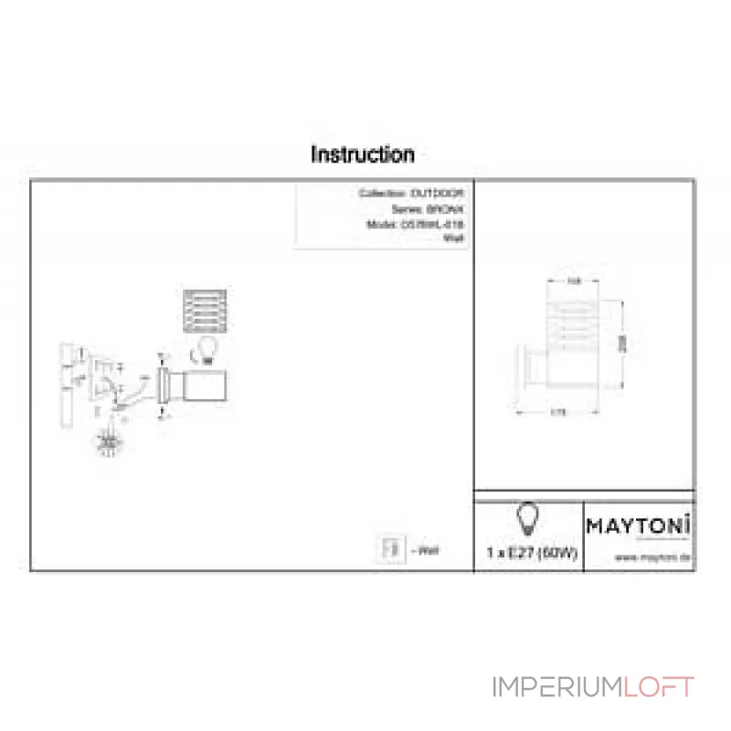 Светильник на штанге Maytoni Bronx O576WL-01B Цвет арматуры черный Цвет плафонов прозрачный от ImperiumLoft Светильник на штанге Maytoni Bronx O576WL-01B Цвет арматуры черный Цвет плафонов прозрачный от ImperiumLoft