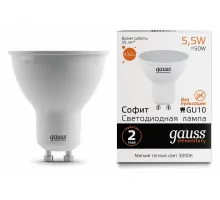 Лампа светодиодная Gauss Софит GU10 5.5Вт 2700K 13616