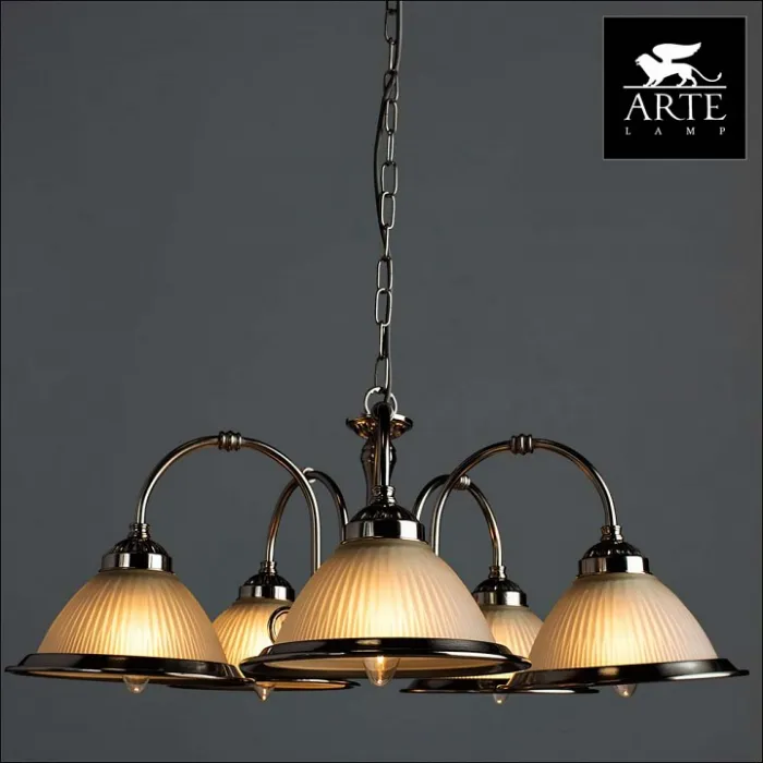 Подвесная люстра Arte Lamp American Diner A9366LM-5SS Цвет арматуры серебро Цвет плафонов прозрачный от ImperiumLoft
