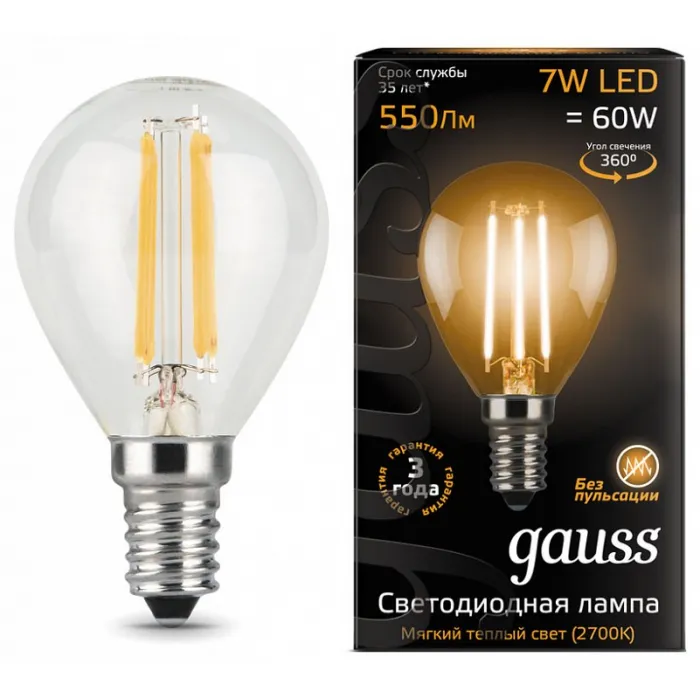 Лампа светодиодная Gauss 1058 E14 7Вт 2700K 105801107 от ImperiumLoft