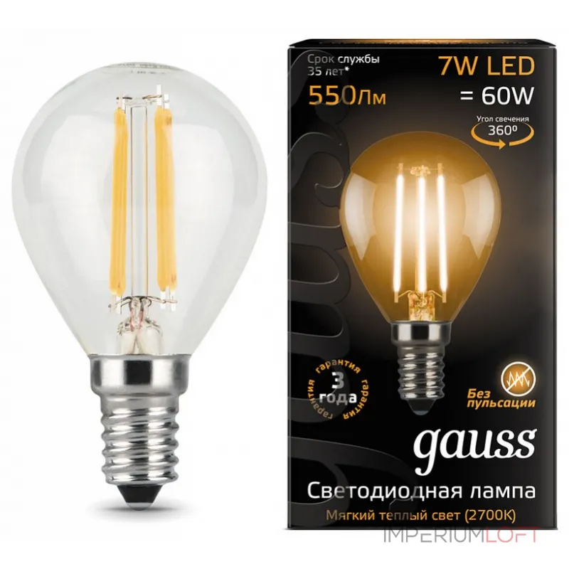 Лампа светодиодная Gauss 1058 E14 7Вт 2700K 105801107 от ImperiumLoft Лампа светодиодная Gauss 1058 E14 7Вт 2700K 105801107 от ImperiumLoft