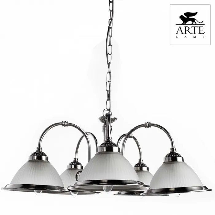 Подвесная люстра Arte Lamp American Diner A9366LM-5SS Цвет арматуры серебро Цвет плафонов прозрачный от ImperiumLoft