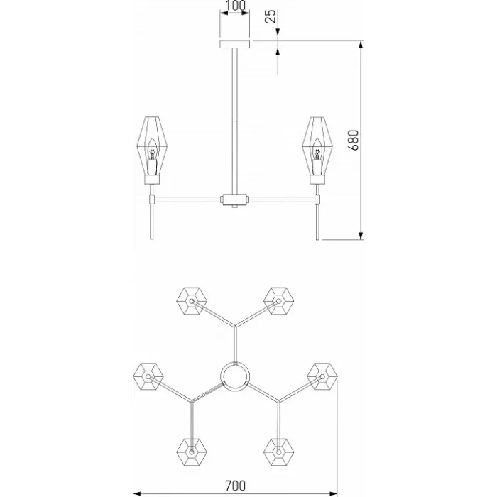 Люстра на штанге Eurosvet Prism 60143/6 латунь от ImperiumLoft