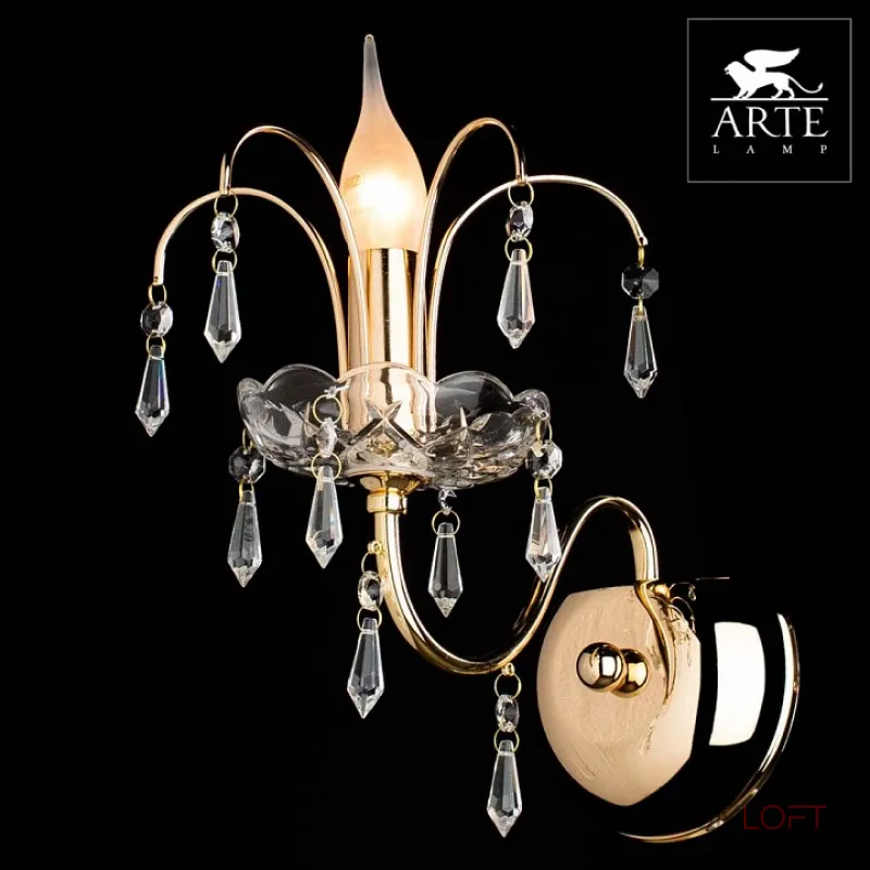 Бра Arte Lamp Sparkles A3054AP-1GO Цвет арматуры золото Цвет плафонов прозрачный