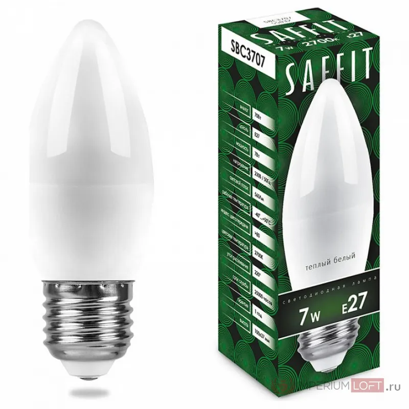 Лампа светодиодная Feron Saffit SBC3707 E27 7Вт 2700K 55032 Цвет арматуры белый Цвет плафонов белый от ImperiumLoft