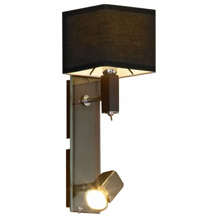 Бра с подсветкой Lussole Montone LSF-2571-02 Цвет арматуры хром Цвет плафонов черный от ImperiumLoft
