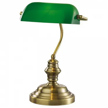 Настольная лампа офисная Odeon Light Tres 2224/1T Цвет арматуры бронза Цвет плафонов зеленый