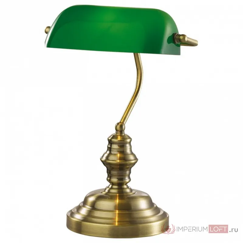 Настольная лампа офисная Odeon Light Tres 2224/1T Цвет арматуры бронза Цвет плафонов зеленый от ImperiumLoft