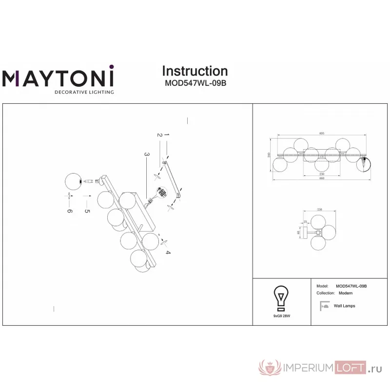 Бра Maytoni Dallas MOD547WL-09B от ImperiumLoft