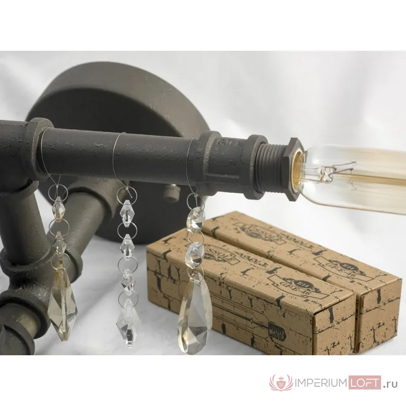 Бра Lussole Jamestown LSP-9173 Цвет арматуры черный Цвет плафонов прозрачный от ImperiumLoft
